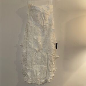 Elegant White Floral Strapless LuLus Dress